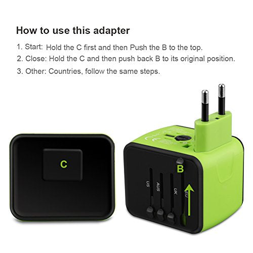 Universal Travel Adapter with UK/US/AUS/EU Plugs and Socket E304