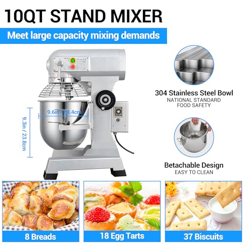 15Qt 600W Commercial Food Mixer, 3-Speed Adjustable Heavy Duty Stand Mixer with Stainless Steel Bowl D225