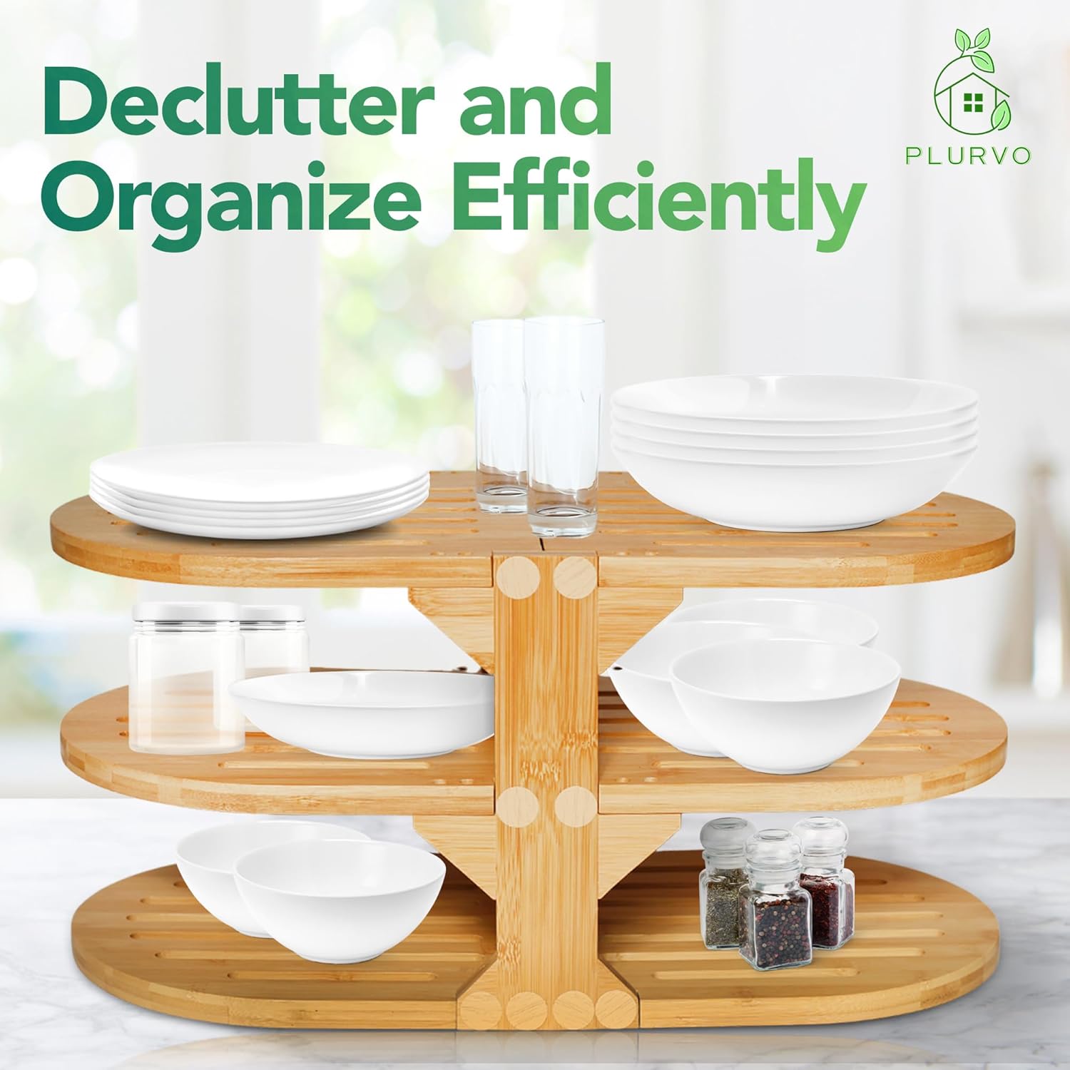 6-Tier Bamboo Plate Organizer S320147
