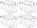 Clear Stackable Storage Bins with Lids, Large Plastic Containers with Handle S618