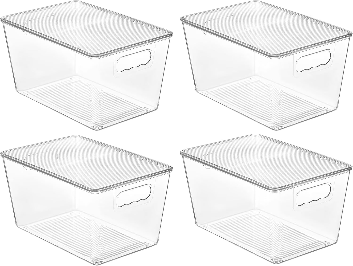 Clear Stackable Storage Bins with Lids, Large Plastic Containers with Handle S618