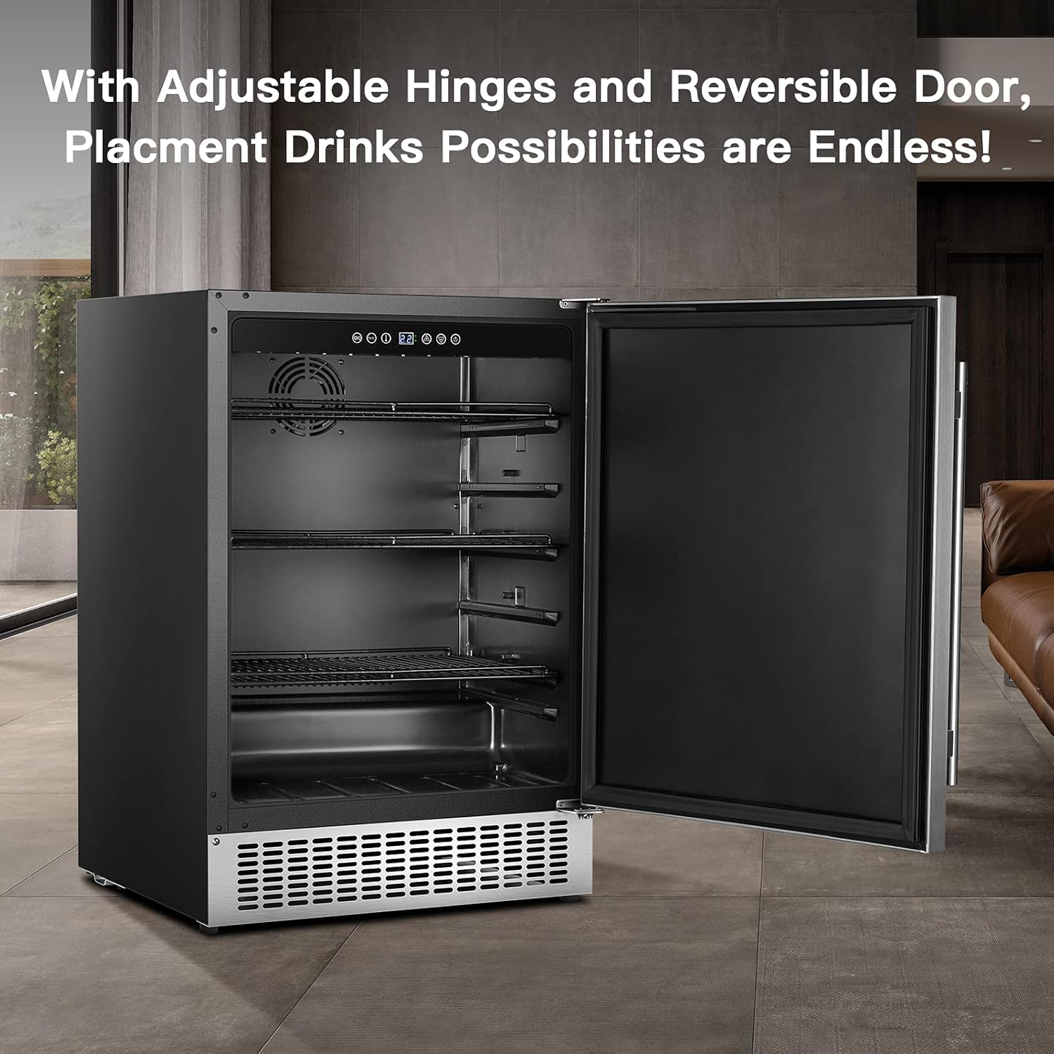 Beverage Cooler 24 Inch, Stainless Steel Under Counter Beverage Refrigerator 180 Cans Y520426