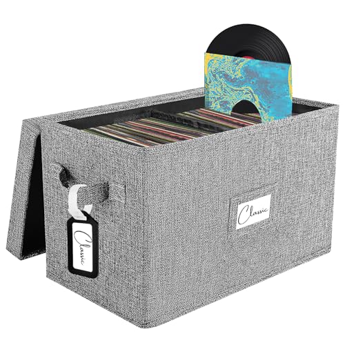 Grey Vinyl Record Storage Box with Lid X410