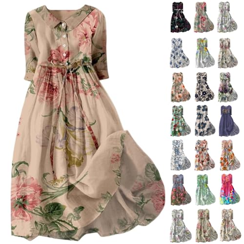 Womens Boho Floral A-Line Lace-Up Flowy Long Dress Z805289