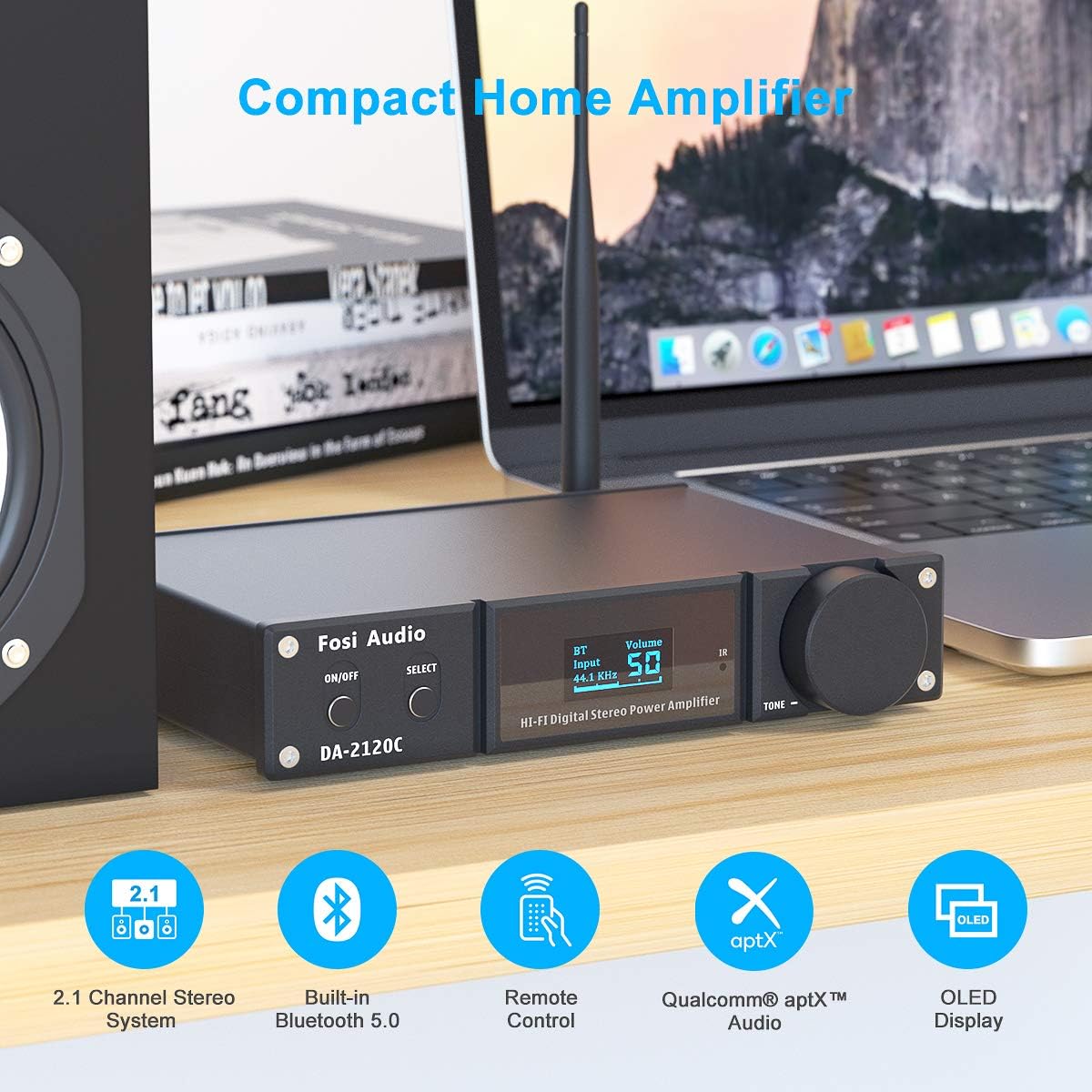 Bluetooth 5.0 Amplifier 240W Stereo 2.1 Channel Class D Compact Mini Power Amp A843