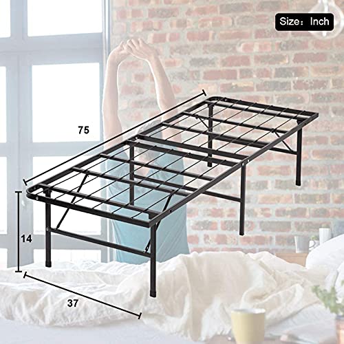 Black Twin Size Metal Platform Bed Frame with Steel Slat Support J498