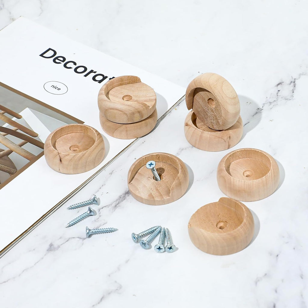 4 Sets Solid Wooden Closet Rod Holders with Screws Q538134