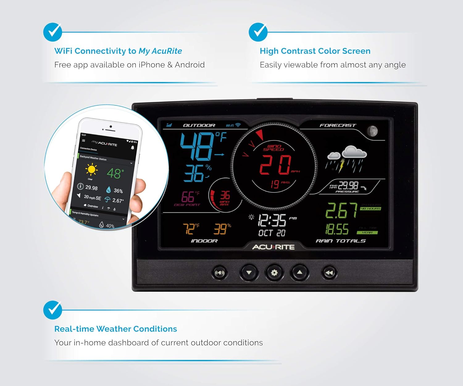 5-in-1 Home Weather Station with Wireless Display M369948