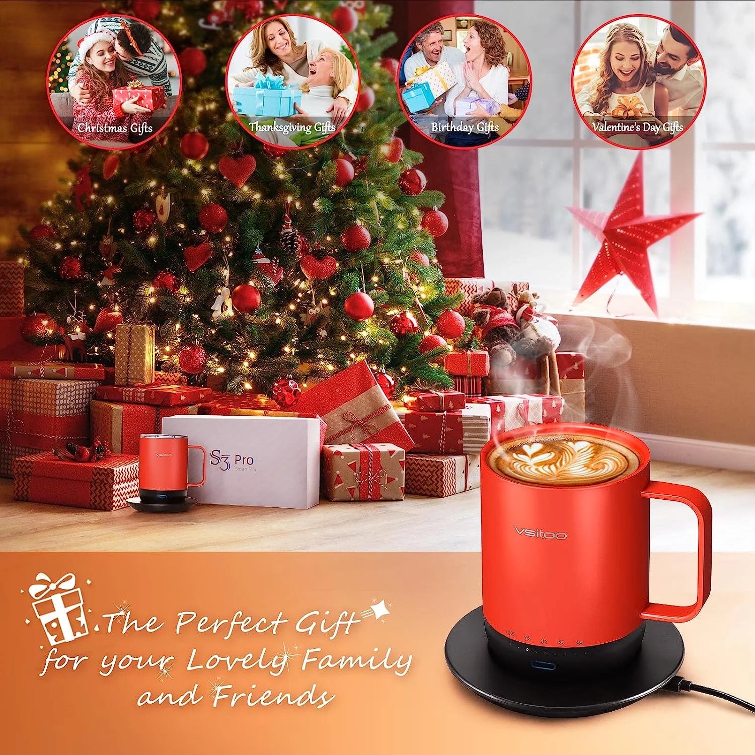 14 oz Self Heating Coffee Mug with Lid R397