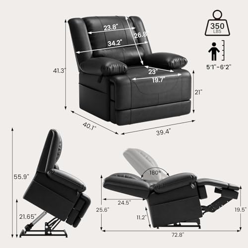 Red Brown Power Lift Recliner Chair with Massage and Heat O360