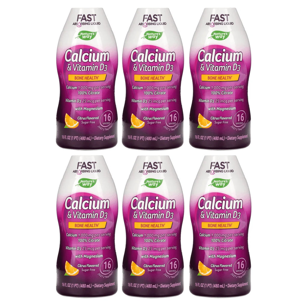 Calcium Citrate and Vitamin D3 Liquid, Natural Citrus, 16 Fl. oz, 6-Pack Z831288