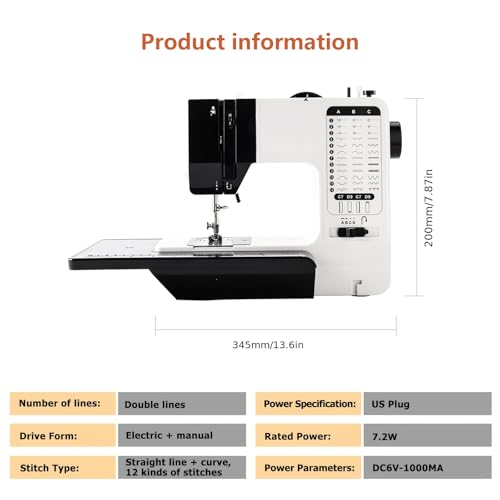 38 Stitch Patterns Sewing Machine with Sewinglight H297994