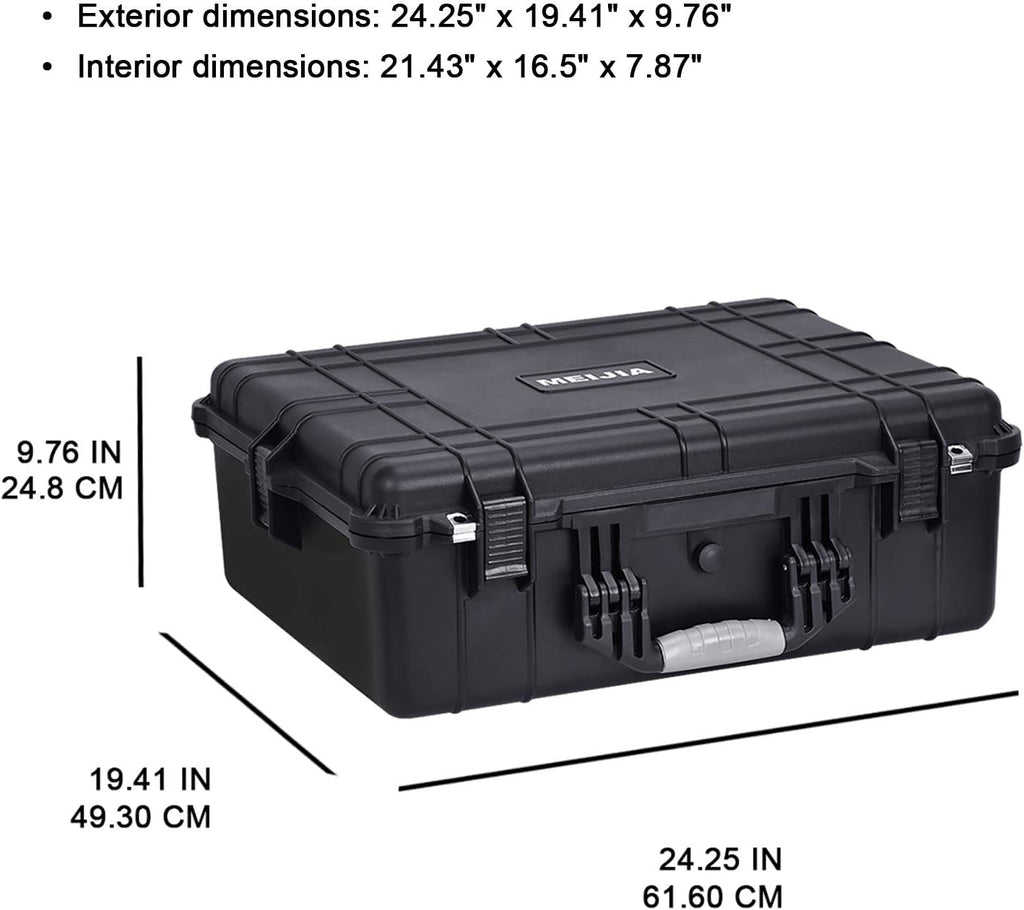 Portable Waterproof Hard Case with Customizable Fit Foam Insert, Black W3343
