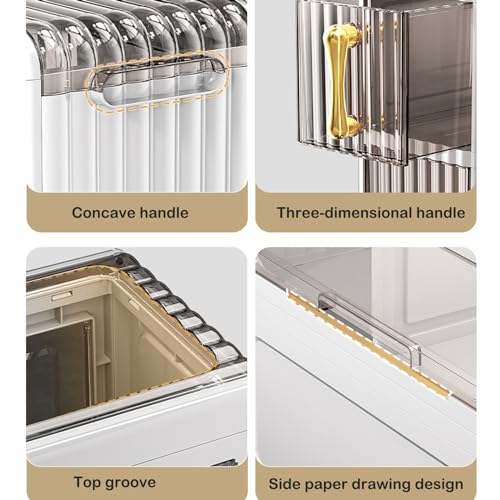 2-Tier Narrow Tall Bathroom Floor Storage Cabinet with Clear Drawers O9670