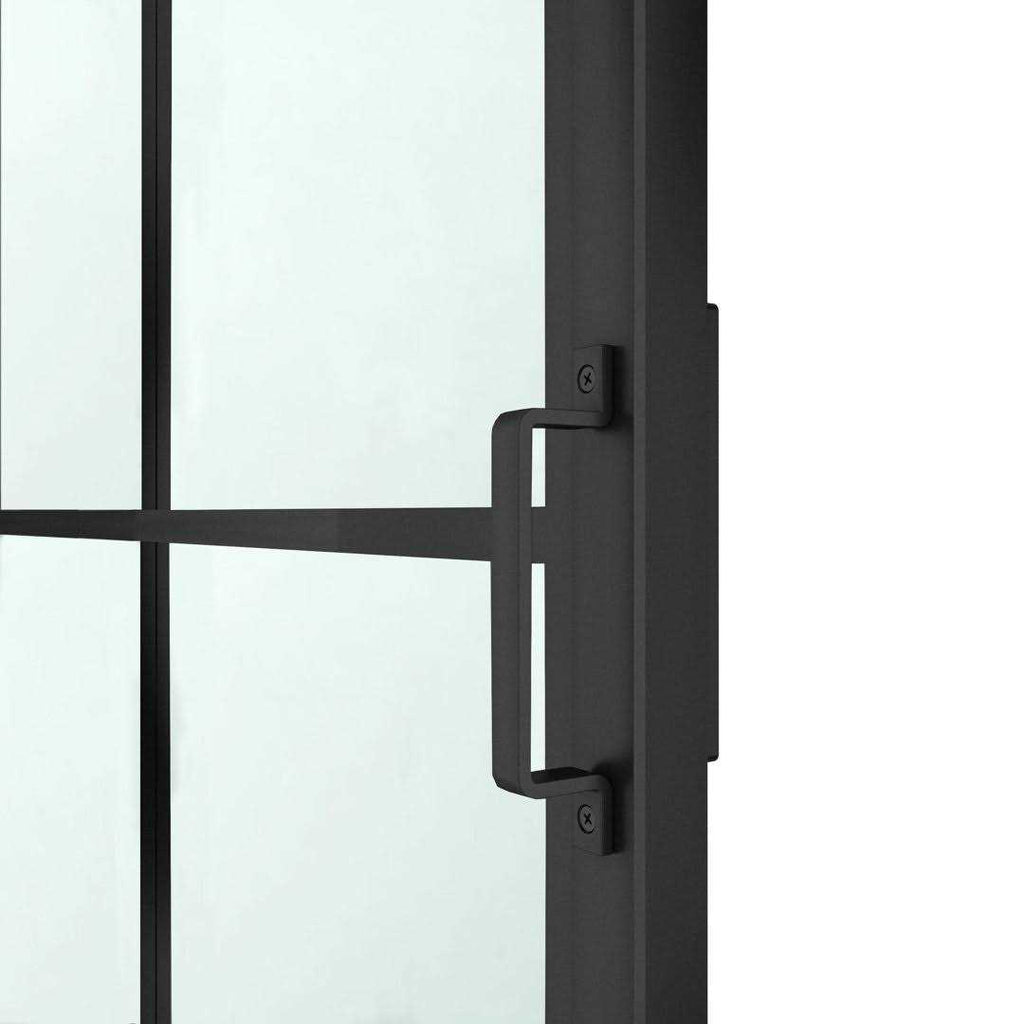 Black Glass Steel Single Barn Door Z47184