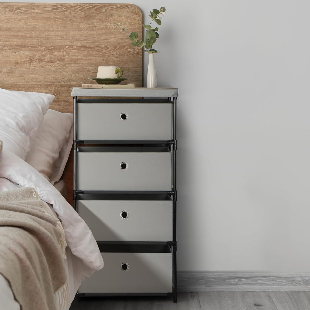 Light Gray Fabric 4 Drawer Storage Dresser J49941