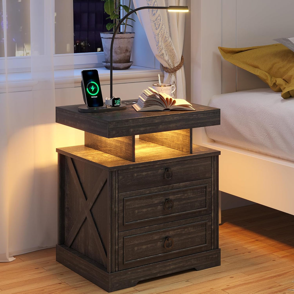 Rustic Brown Nightstand with 2 Drawers C3550