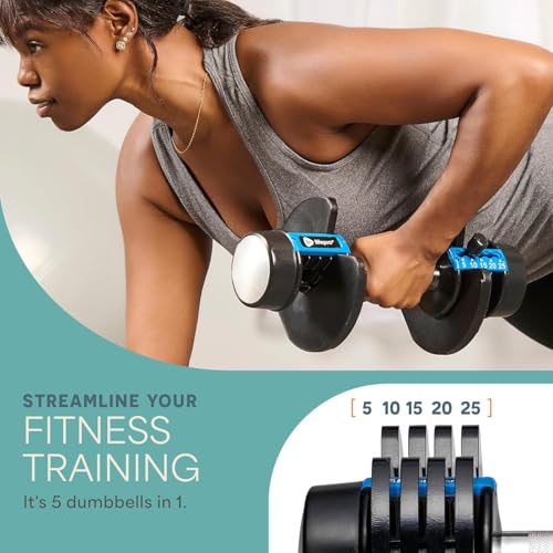 Adjustable Dumbbells Set - 5in1-15lb 25lb 43lb 55lb with Rack O905811