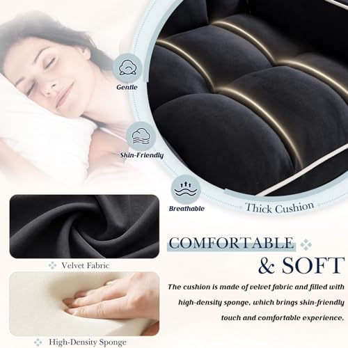 Beige Velvet Convertible Chair Bed O65436