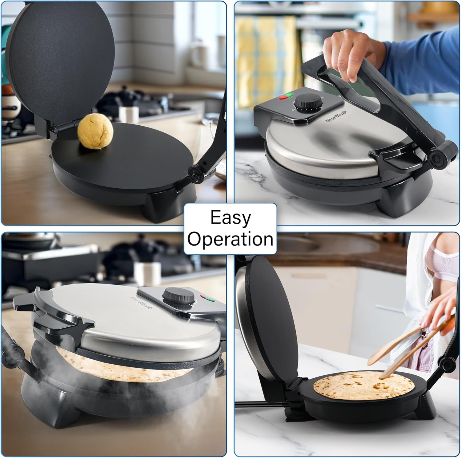 10inch Stainless Steel Non-Stick Electric Roti Maker with Removable Handle P41687