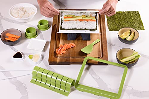 Sushi Making Kit with 2 Roll Cutters, Chopstick Trainers, Triangle Onigiri Molds Y471