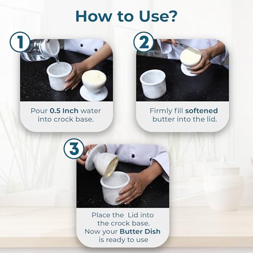 White Marble Butter Crock with Lid U61975