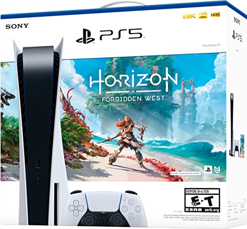 Playstation 5 Disc Version Console Horizon Forbidden West Bundle - 4K-TV Gaming, 16-GB GDDR6 RAM, 8K Output, WiFi 6, 825GB SSD M77137