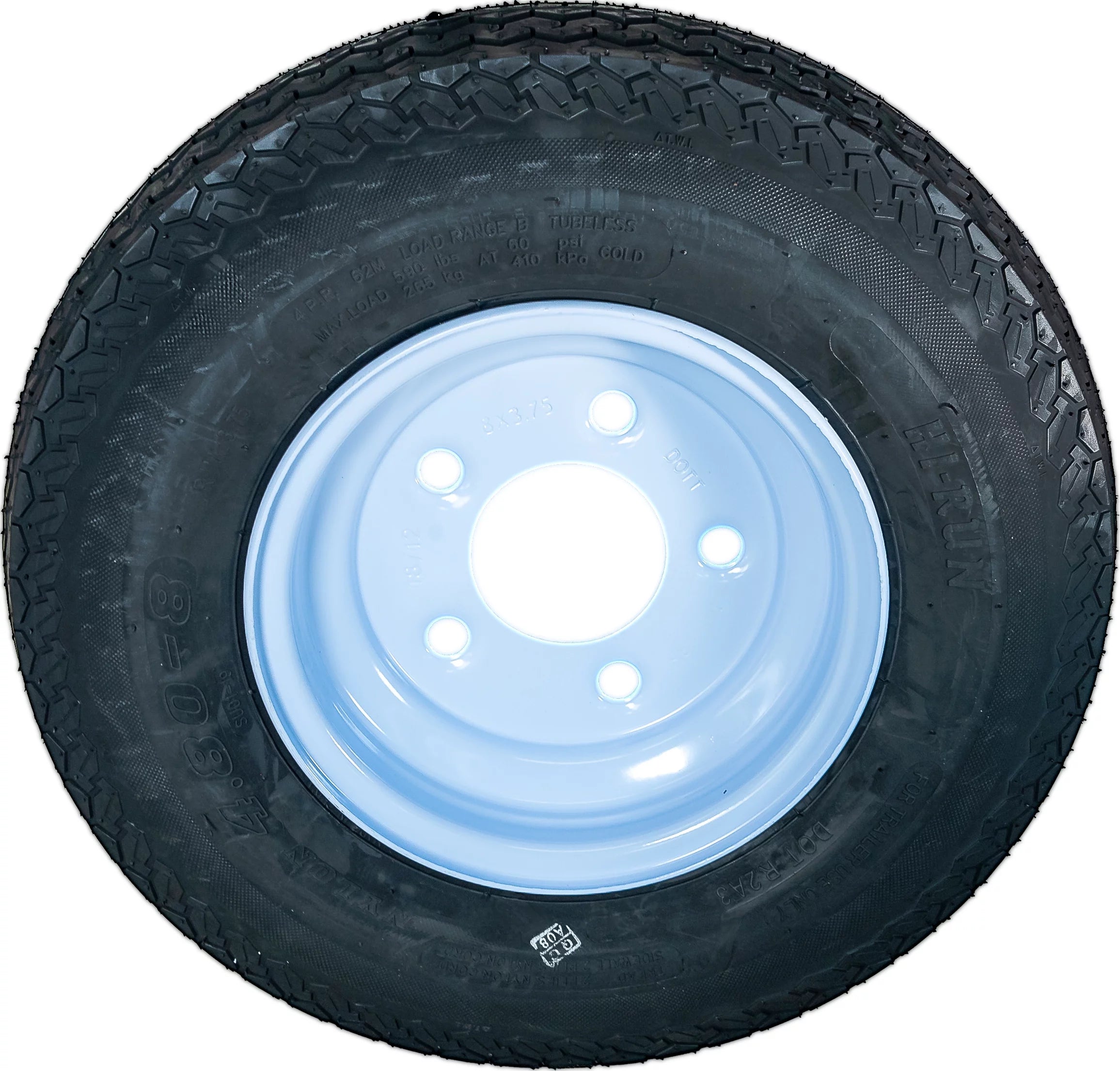 4-Ply 5-Lug Trailer Tire & White Wheel Assembly, 4.80-8 J5310