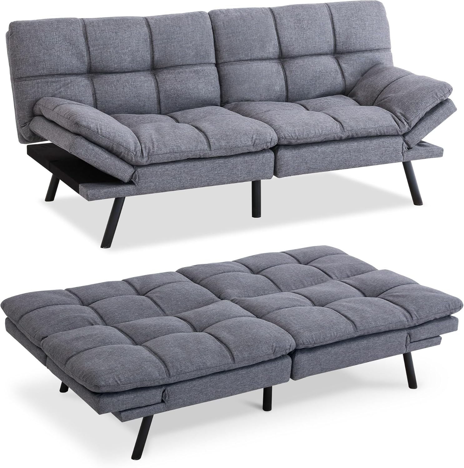 Gray Memory Foam Convertible Sofa Bed C545