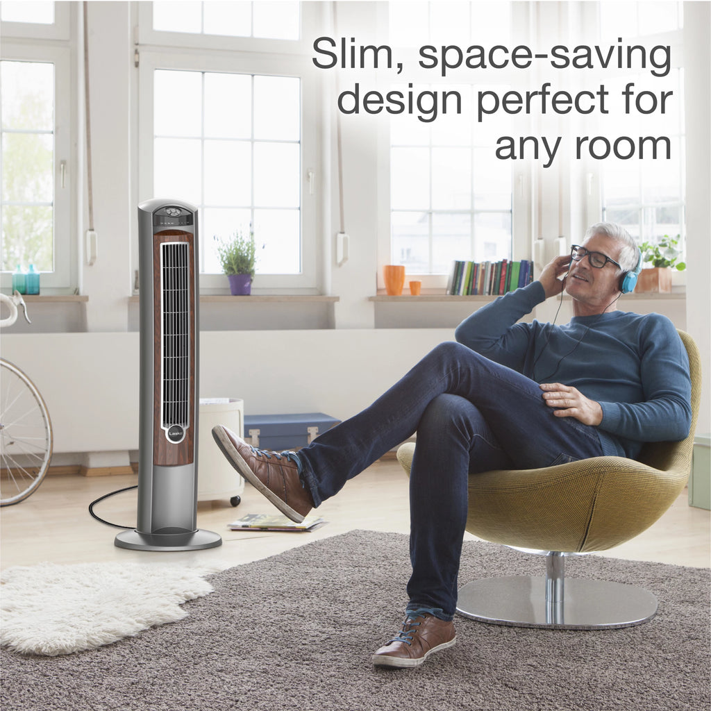 42 Wind Curve Tower Fan with Ionizer, Timer and Remote, Gray B341