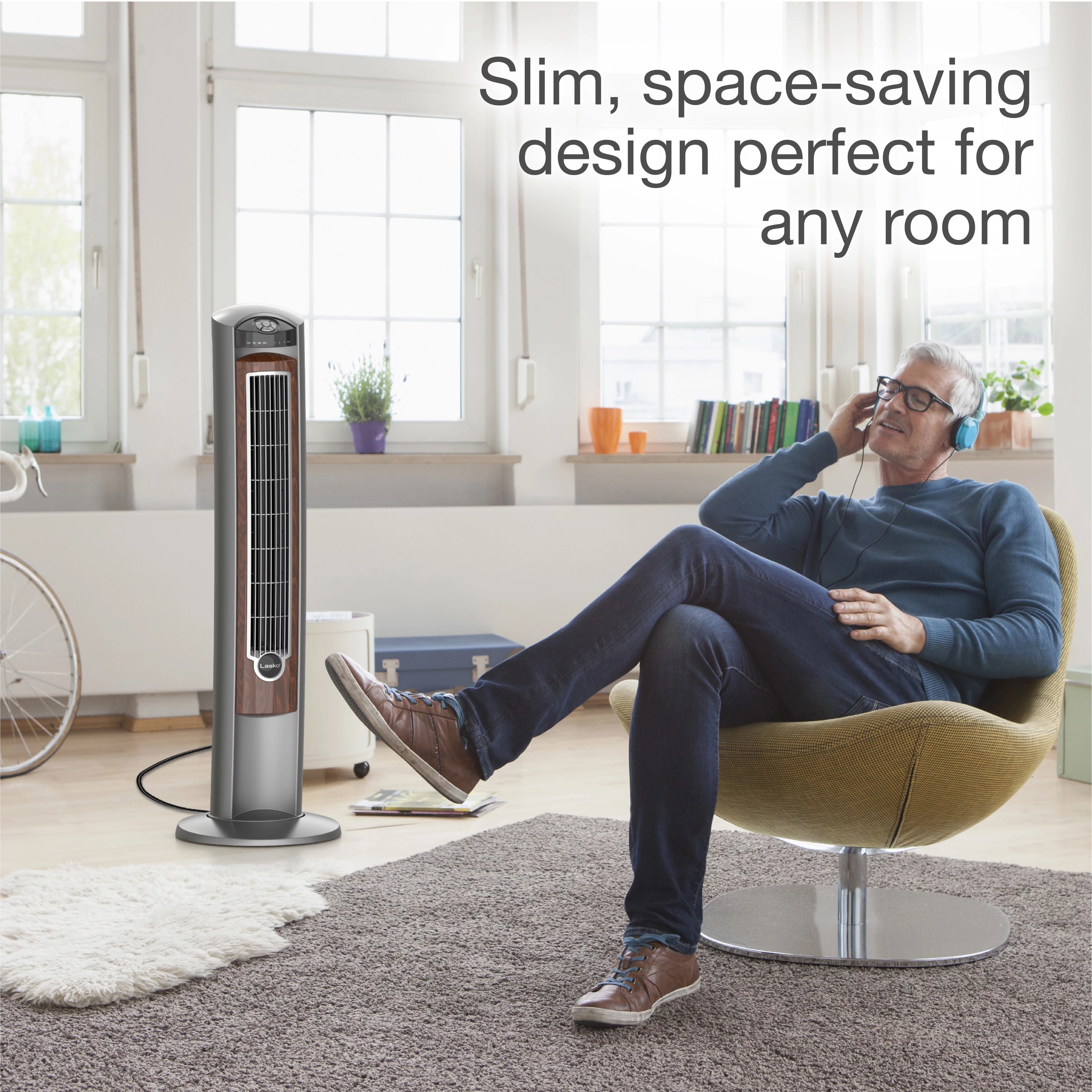 42 Wind Curve Tower Fan with Ionizer, Timer and Remote, Gray B341