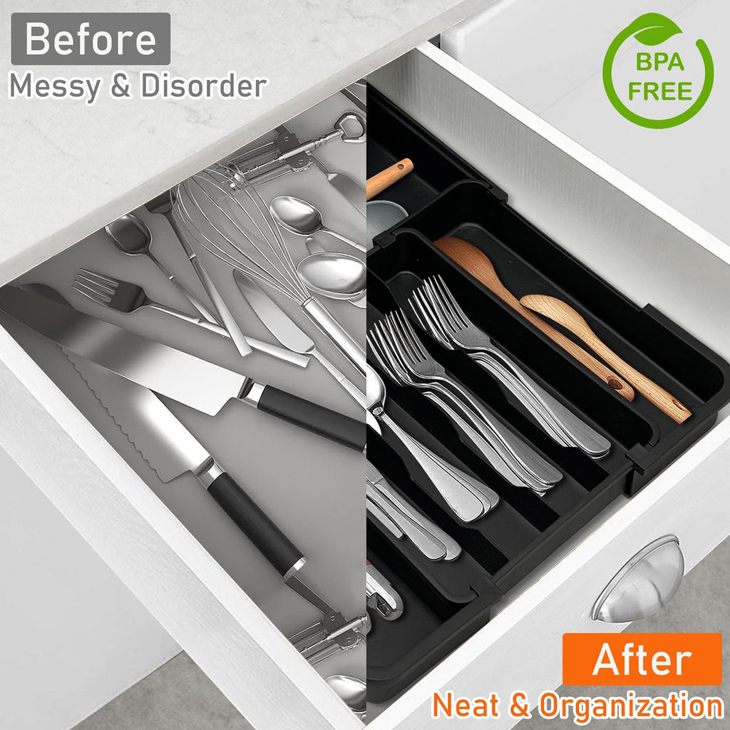 7-Section Expandable Drawer Divider, Black M385410