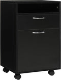 Black Mobile Storage Cabinet with Drawer and Castors X912