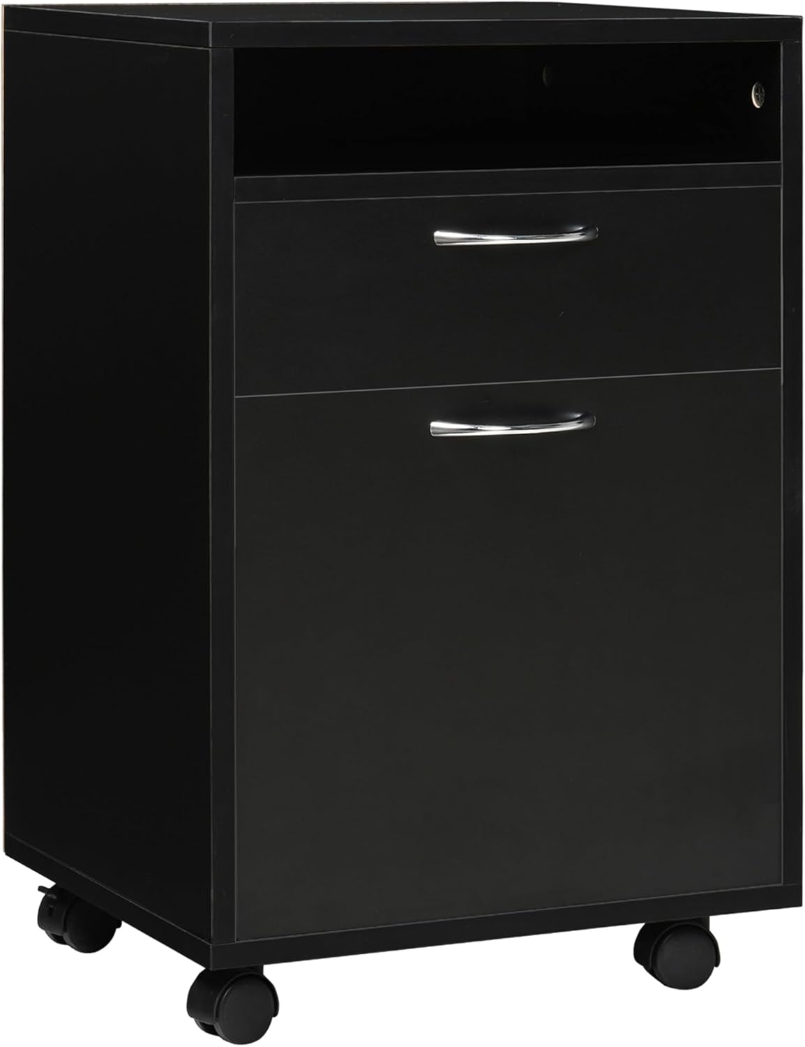 Black Mobile Storage Cabinet with Drawer and Castors X912