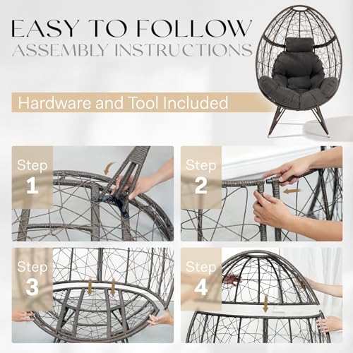 Black Wicker Egg Chair with Cushion D356