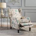 Blue White Floral Fabric Recliner Club Chair K1196