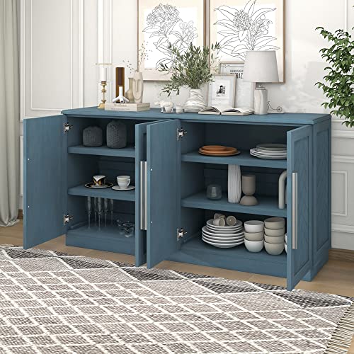 White 4 Door Sideboard Buffet Cabinet with Adjustable Shelves X744