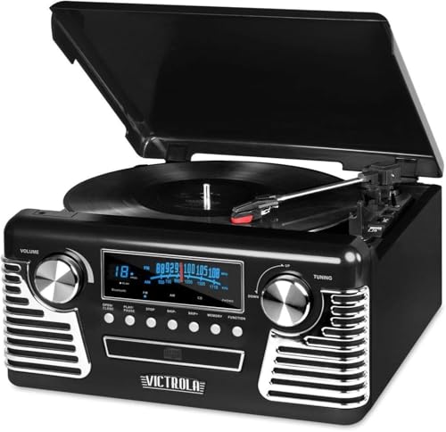 Black 3-Speed Turntable with CD Player, AM/FM Radio, Bluetooth P515544