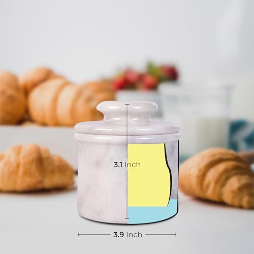 White Marble Butter Crock with Lid U61975