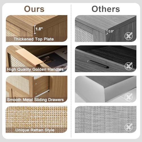 6 Drawer Rattan Wood Dresser T6225
