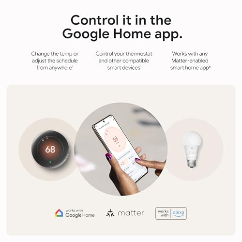 Polished Silver Smart Thermostat with Temperature Sensor F739070
