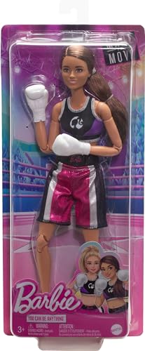 Barbie Careers Fashion Doll & Accessories, Made to Move Brunette Boxer with Boxing Gloves K77611
