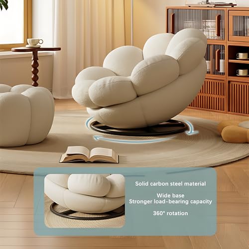 Blue Pumpkin Shape Swivel Lounge Chair with Ottoman V706