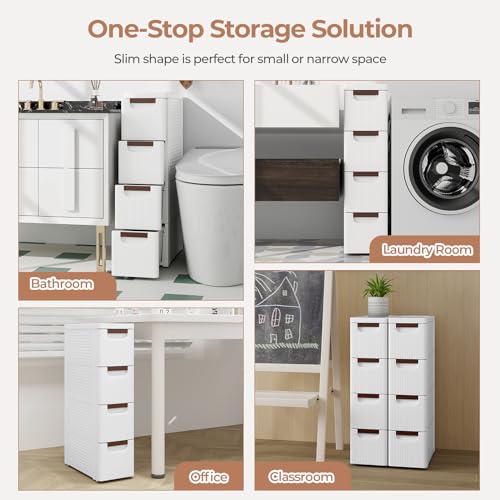 6 Drawers Narrow Plastic Rolling Utility Cart M7568