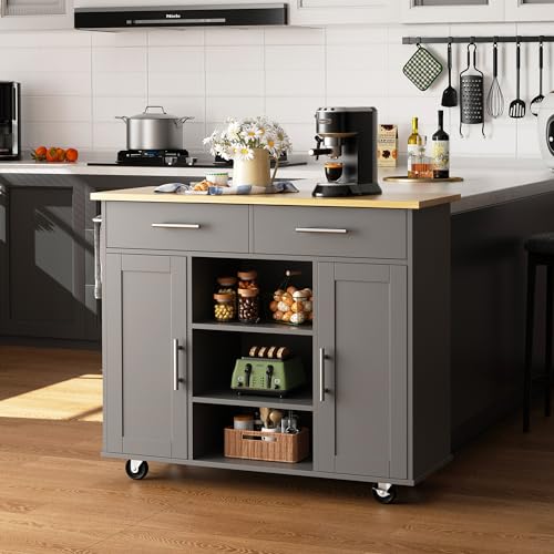 Black Rolling Kitchen Island Cart with Storage O361071