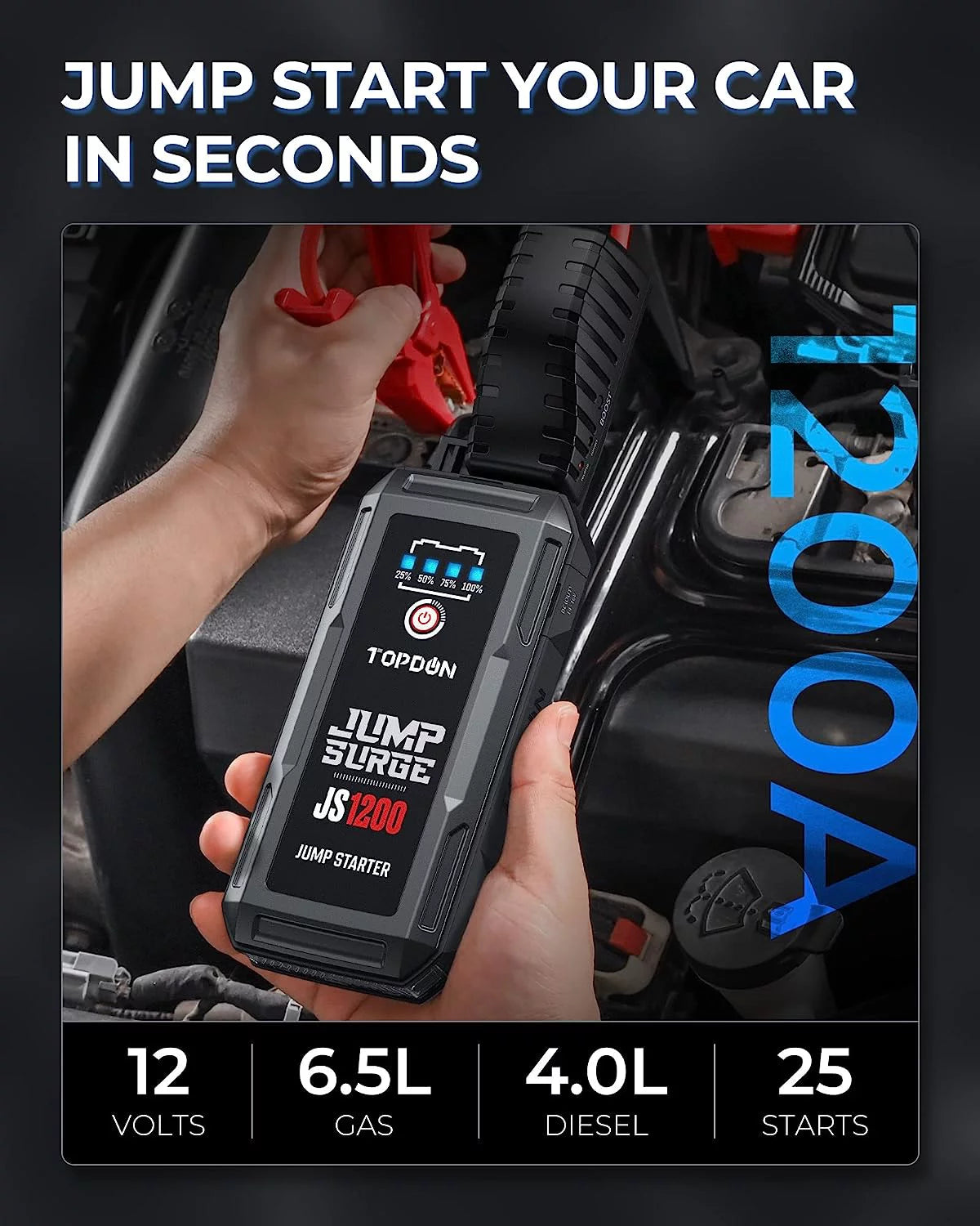 Car Jump Starter 10000mAh 1200A 12V Portable Car Battery Charger G554527