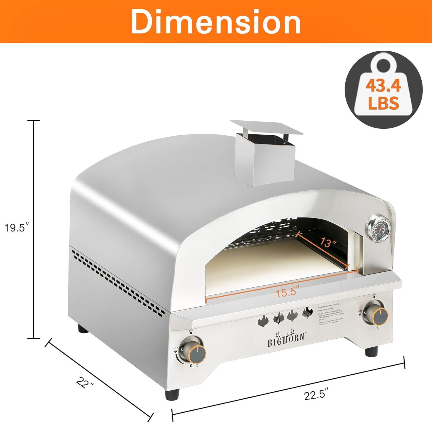 Gas Pizza Oven with 13 inch Pizza Stone T9404