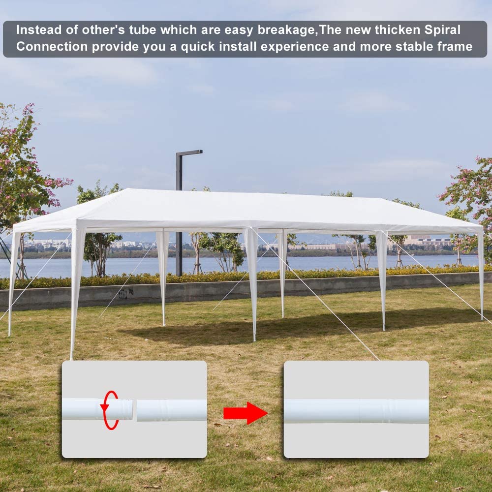White 10'x30' Outdoor Canopy Tent with 7 Removable Walls A857942