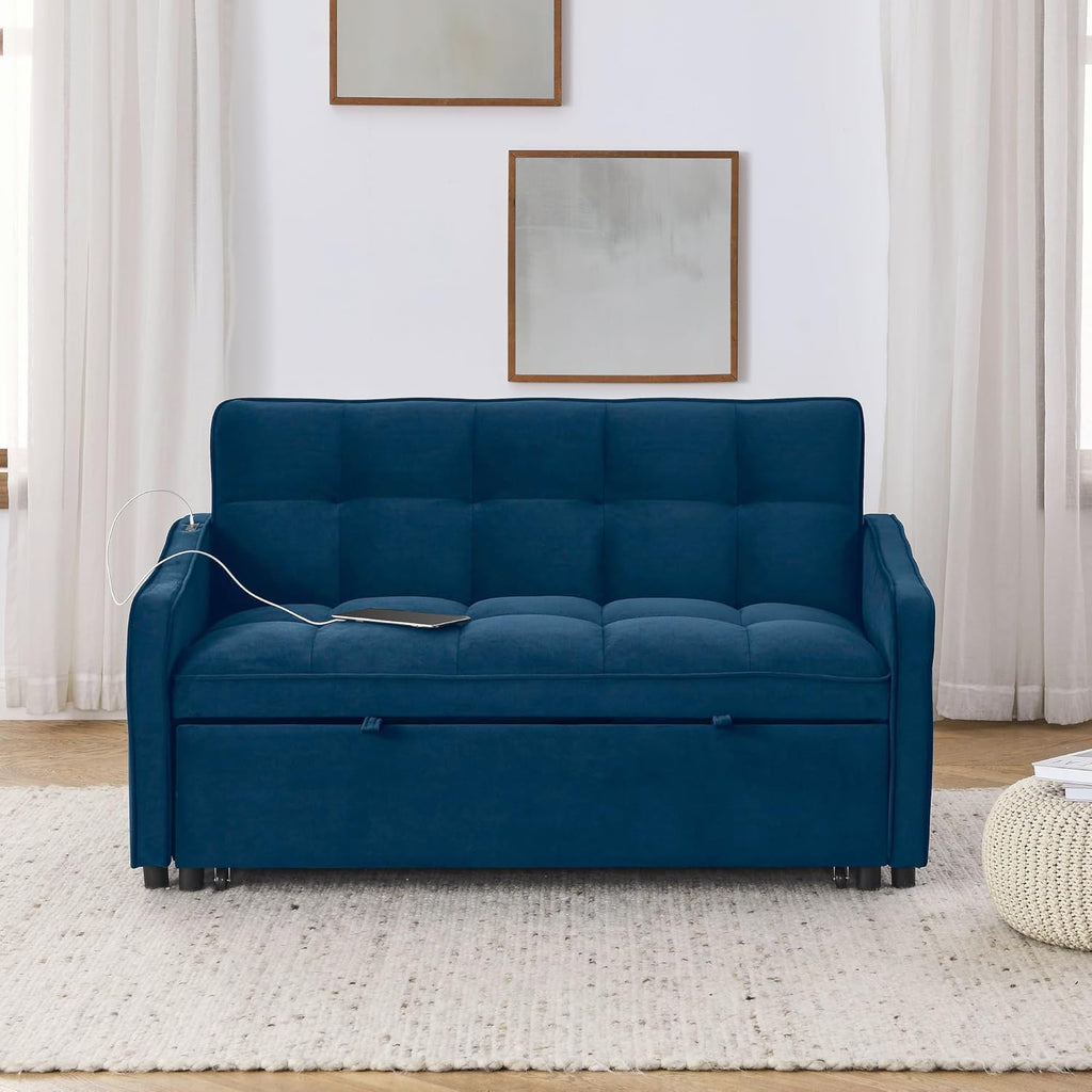 Convertible Sleeper Sofa Couch with Pull Out Bed E4472