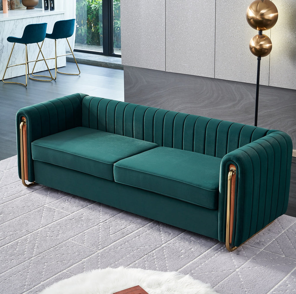 Green Velvet Sofa 84 inches H386978